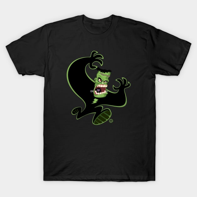 Halloween Frankenstein Shadow Runner T-Shirt by Goin Ape Studios